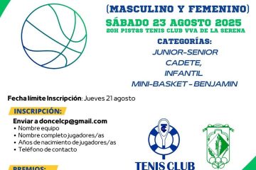 El próximo 23 de agosto se celebrará en Villanueva de la Serena el IV Torneo 3×3 de Baloncesto Tenis Club